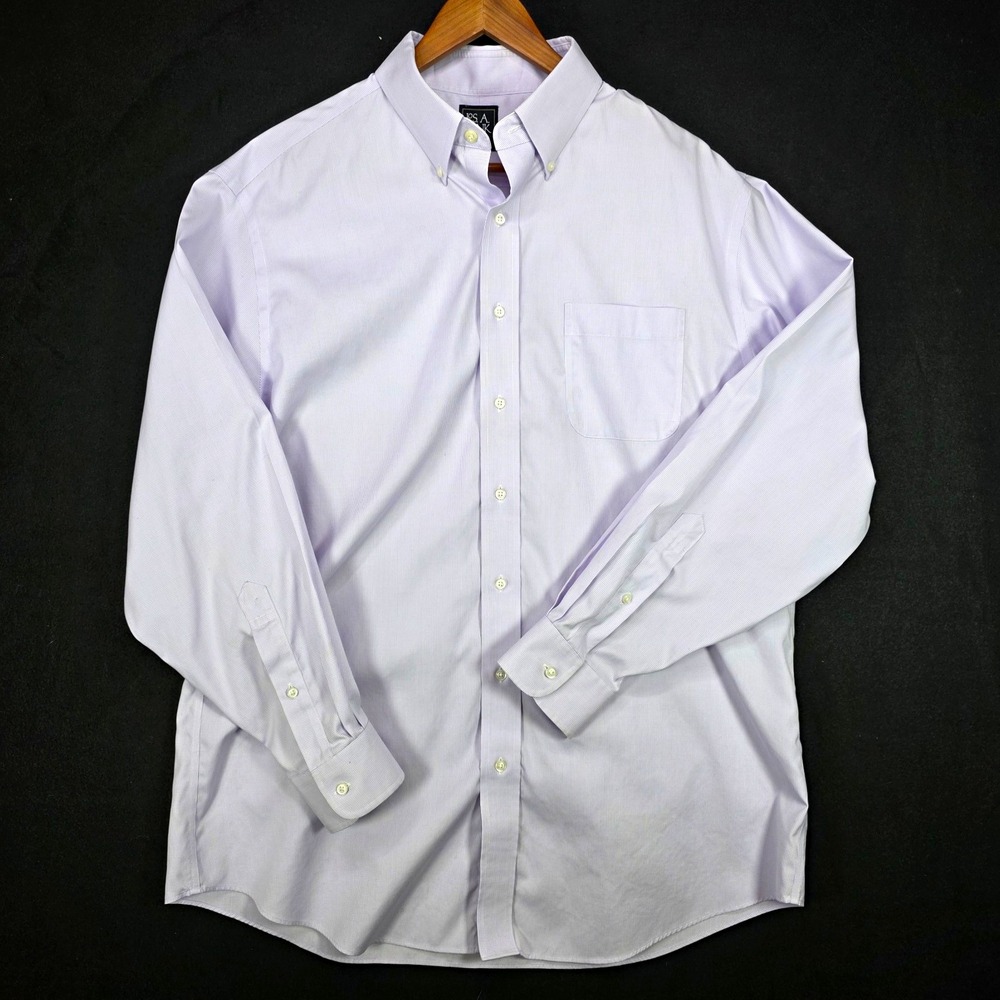 Jos. A. Bank Traveler Tailored Fit Lavender Button-Down Dress Shirt 17.5 35